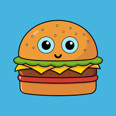 Cartoon Hamburger Vector Art Illustration