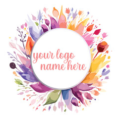 Watercolor logo template floral logo design