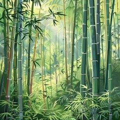 A bamboo forest gently swaying in the breeze, producing a symphony of rustling leaves and whispering wind.