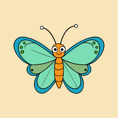 Butterfly Cartoon Vector Art Illustration