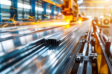 Aluminum Sheets Being Processed Through Industrial Rollers in a Factory Production Facility