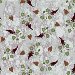 Floral soft floral fabric pattern on a light background mixed with ethnic flowers