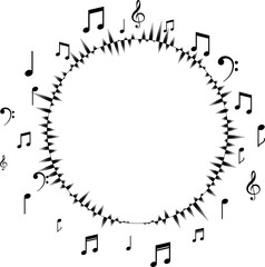 Circular frame of musical notes Hand drawn frame Vector