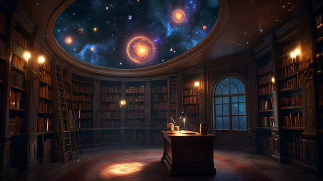 Night in city snd view of galaxies 