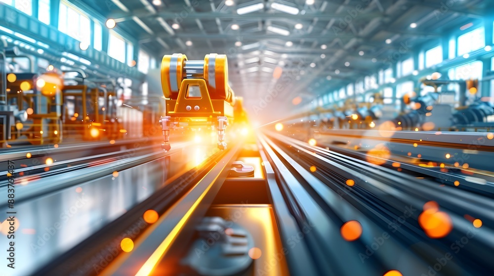 Poster automated factory processing aluminum sheets with advanced machinery