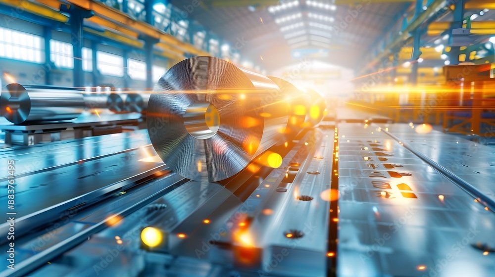 Poster precision metalworking and automated manufacturing in a modern factory