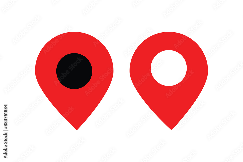 Aufkleber red map icon isolated on white background. simple style. vector eps 10.
