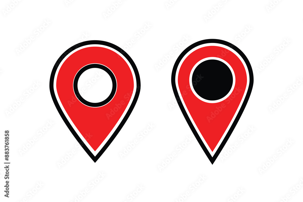 Poster set of address place icon symbol. red location icon collection. vector illustration. red location an