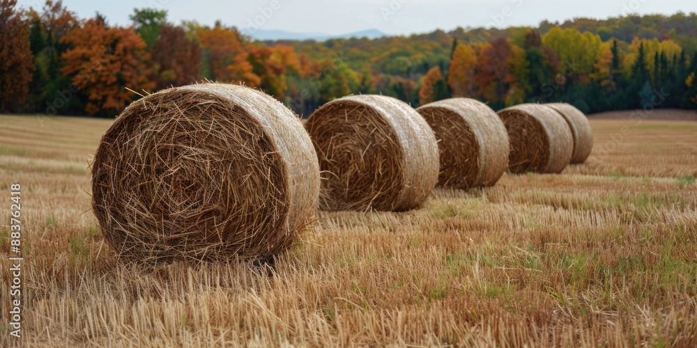 Canvas Prints hay bales in a field