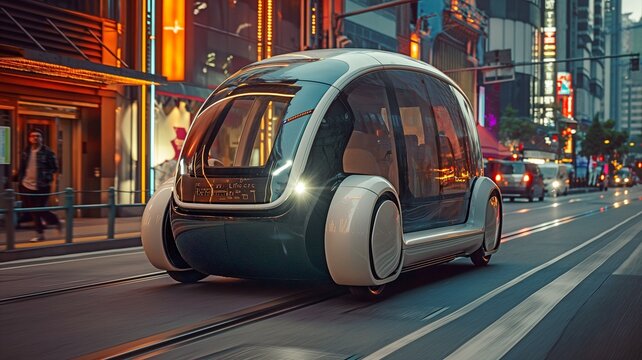 automobile in autonomous mode clever or electric vehicle