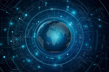 Fototapeta premium illustration of technology globe and world map,AI generative illustration