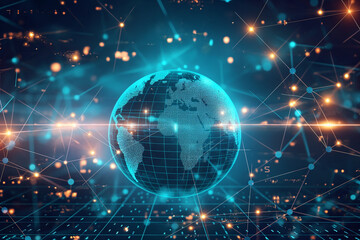 Obraz premium illustration of technology globe and world map,AI generative illustration