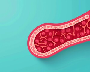 Arterial plaque, cardiovascular health, flat design illustration