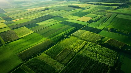 Fototapeta premium Green Field from Above Imagine a birds-eye view