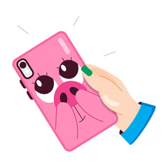Cute pig cover for mobile, flat sticker 

