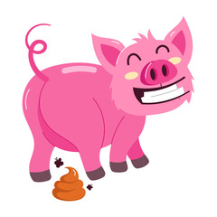 A flat style sticker of pig waste 

