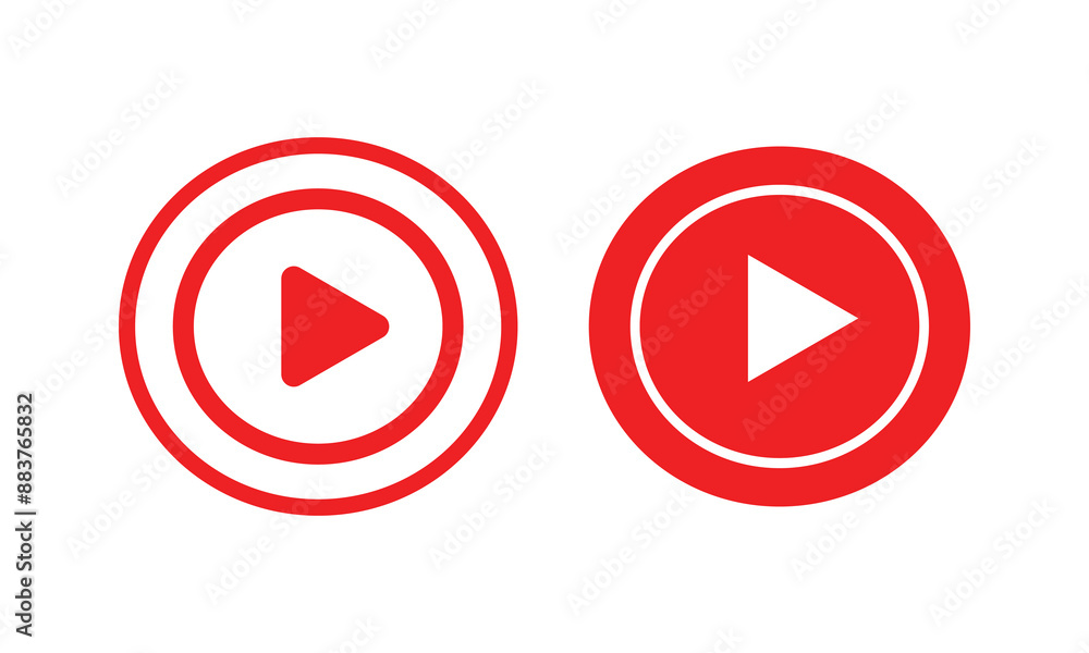 Poster play icon set. black play button icon collections on white background. video audio player button set