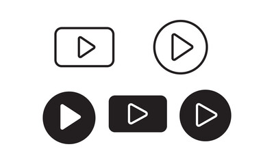 black play button icon. isolated play button with four different variations. video and media play symbols.