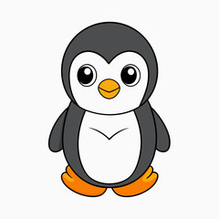 Cute penguin is sitting vector illustration