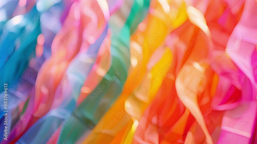 Poster a sea of streamers in every color of the rainbow swaying in the gentle breeze.