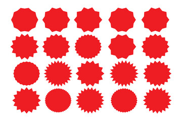 Retro stars, sunburst. Red beams firework. Design elements. Best for sale sticker, price tag, quality mark. Flat vector illustration Isolated on white background.

