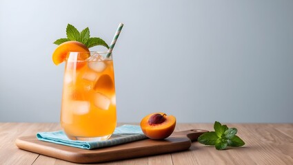 Fototapeta premium summer drink apricot lemonade with ice and mint