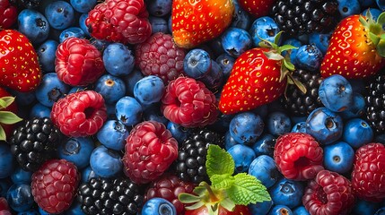 Close up of a colorful assortment of berries