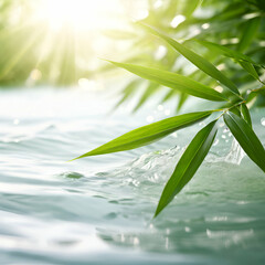 Obraz premium bamboo leaves on water