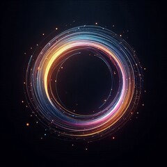 Obraz premium Abstract rainbow circle and swirls in a vortex of color and light isolated black background