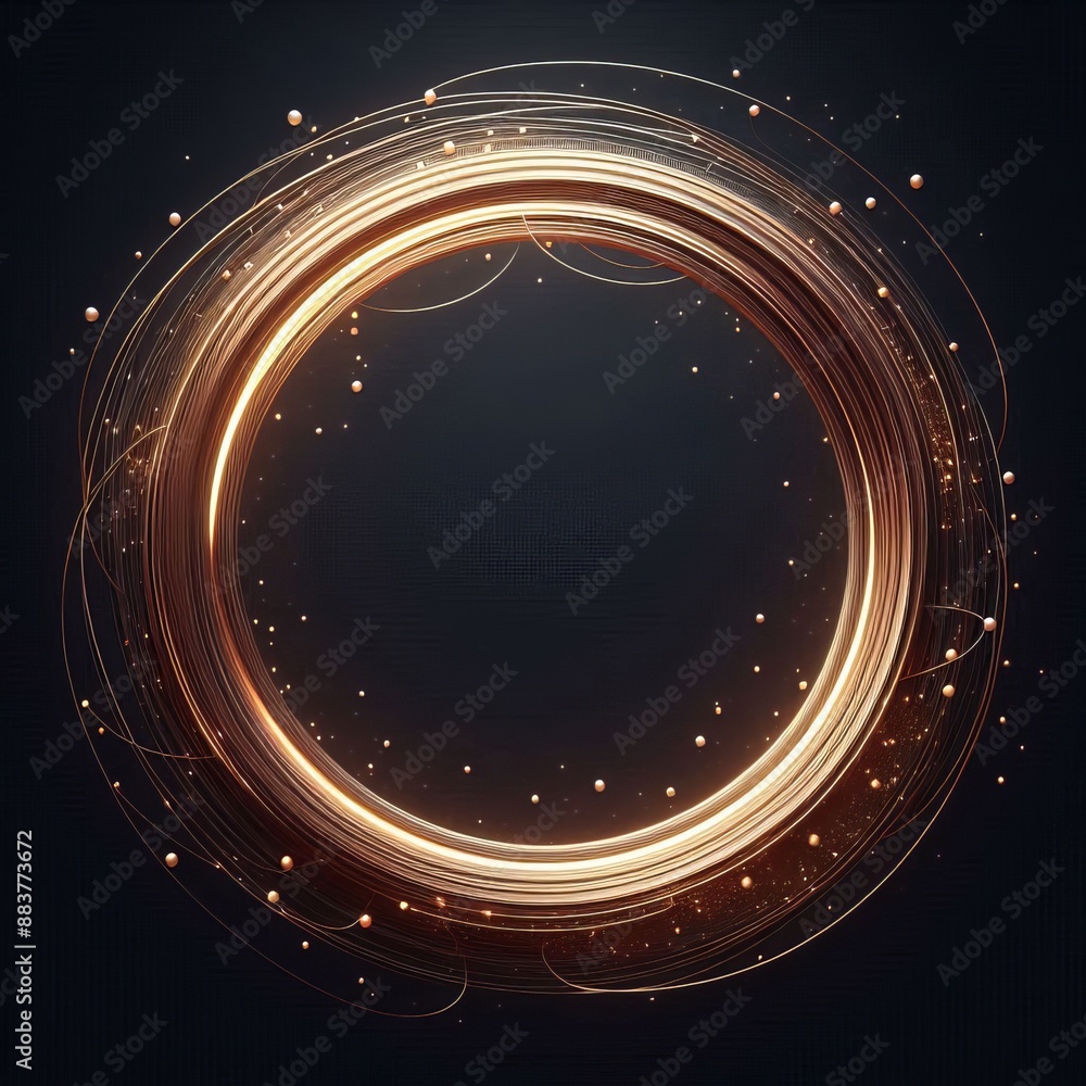 Poster abstract background with perfect for a design golden circle isolated solid black background