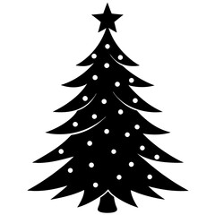 Obraz premium Christmas tree Vector Illustration, tree Vector Art, Christmas tree Silhouette, christmas tree isolated on white cartoon Character icon 