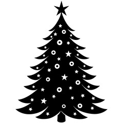 Christmas tree Vector Illustration, tree Vector Art, Christmas tree Silhouette, christmas tree isolated on white cartoon Character icon	