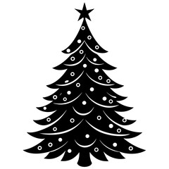 Christmas tree Vector Illustration, tree Vector Art, Christmas tree Silhouette, christmas tree isolated on white cartoon Character icon	