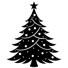 Christmas tree Vector Illustration, tree Vector Art, Christmas tree Silhouette, christmas tree isolated on white cartoon Character icon	