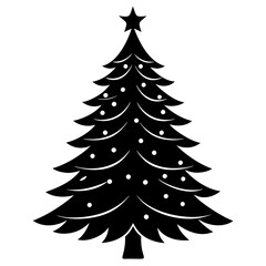 Christmas tree Vector Illustration, tree Vector Art, Christmas tree Silhouette, christmas tree isolated on white cartoon Character icon	