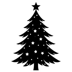 Christmas tree Vector Illustration, tree Vector Art, Christmas tree Silhouette, christmas tree isolated on white cartoon Character icon	