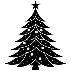 Christmas tree Vector Illustration, tree Vector Art, Christmas tree Silhouette, christmas tree isolated on white cartoon Character icon	