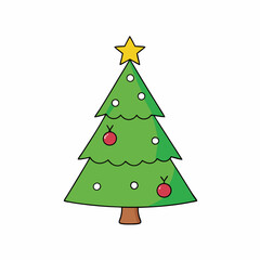 Christmas tree Vector Illustration, tree Vector Art, Christmas tree Silhouette, christmas tree isolated on white cartoon Character icon	