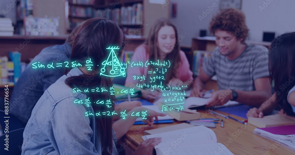 Aufkleber image of equations and data processing over diverse students