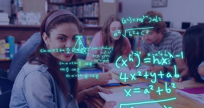 Image of equations and data processing over diverse students