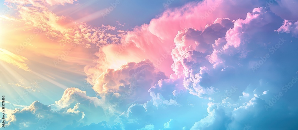 Wall mural Sunbeams Through Colorful Clouds