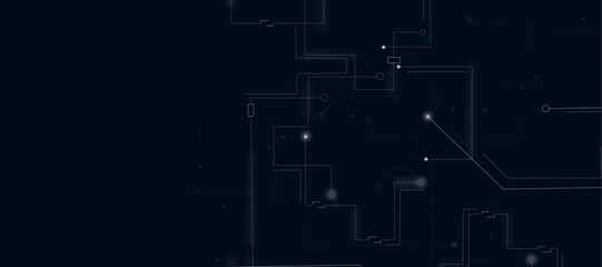 Obraz premium Abstract futuristic shape pattern connection in gradient black technology background.
