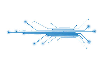 Vectors Technology blue circuit diagram. High-tech connection system on a white line and dots background.