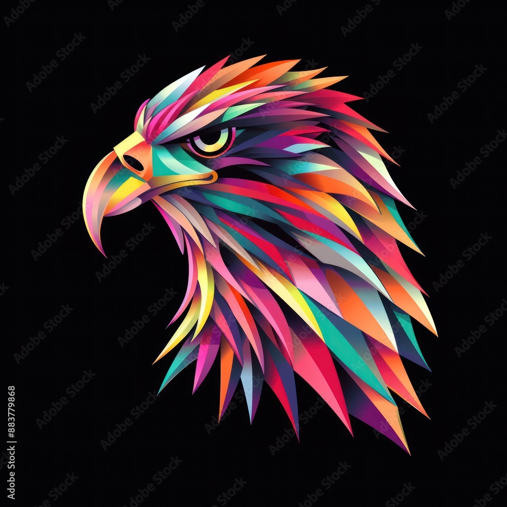 Aufkleber majestic eagle in vibrant 3d style - vector illustration on black background with detailed gradients
