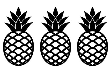 minimalist black silhouette of pineapple fruit isolated on white background vector illustration
