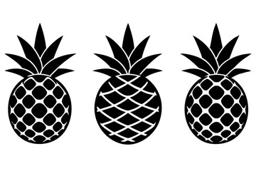 Obraz premium minimalist black silhouette of pineapple fruit isolated on white background vector illustration 