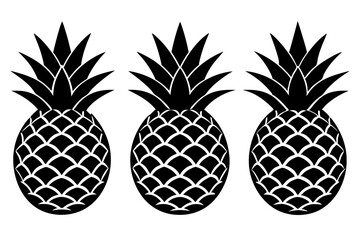 minimalist black silhouette of pineapple fruit isolated on white background vector illustration
