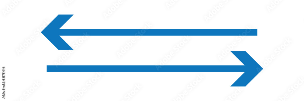 Poster blue long arrow pointing to the right. straight long arrow icon, right thin line, blue cursor, horiz