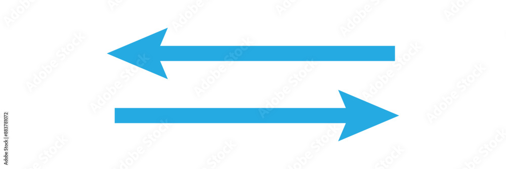 Poster blue long arrow pointing to the right. straight long arrow icon, right thin line, blue cursor, horiz