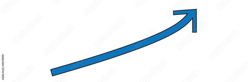 Poster set long blue curve arrow icon vector . blue curve arrow icon set. long arrow icon set. set of curve